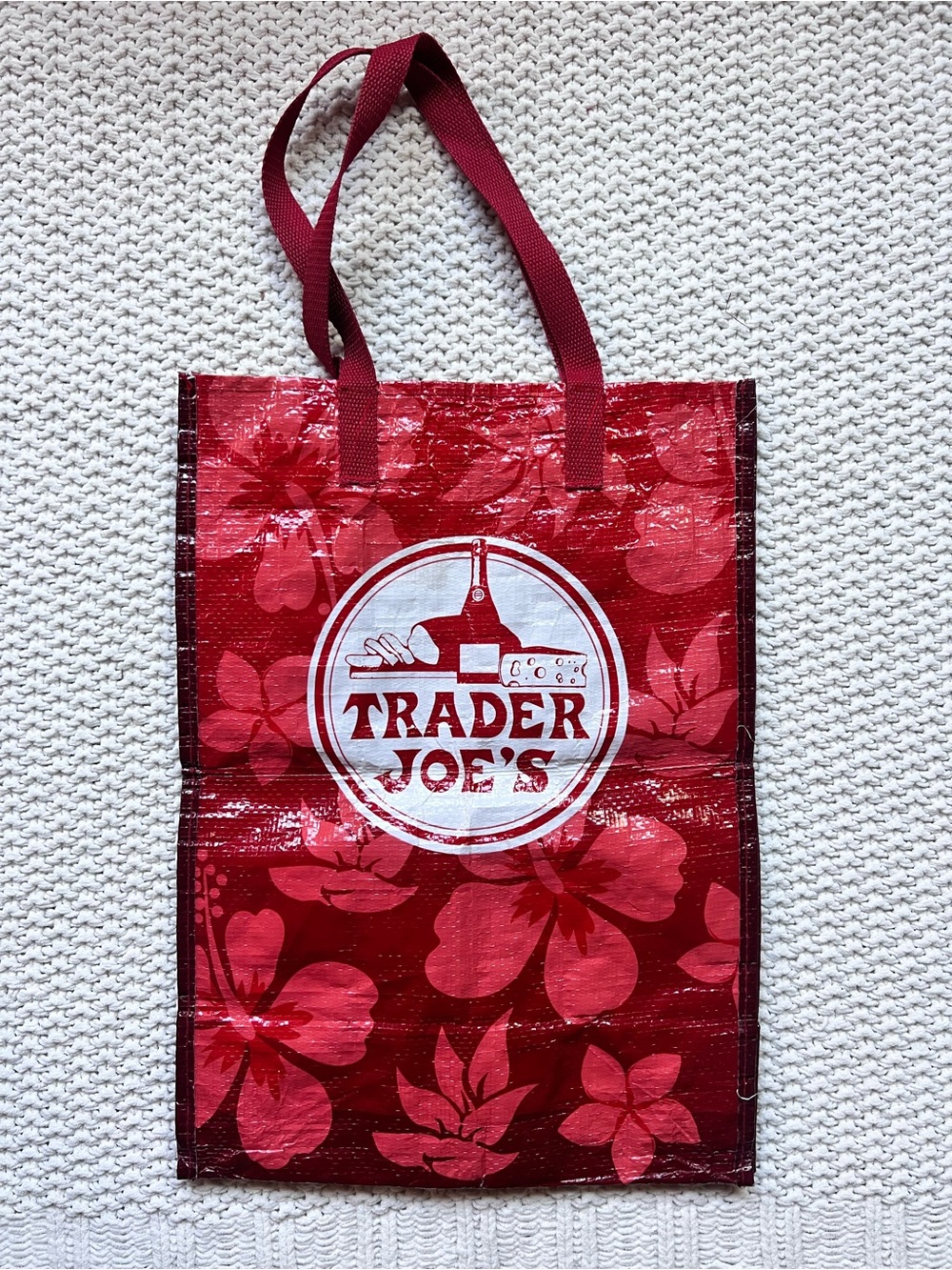 Vintage Trader Joe’s Red Hibiscus Reusable Bag Rare Collectible